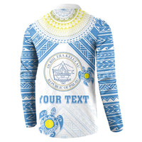 Personalised Palau Constitution Day Button Sweatshirt Polynesian Turtle LT05 - Polynesian Pride