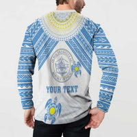 Personalised Palau Constitution Day Button Sweatshirt Polynesian Turtle LT05 - Polynesian Pride