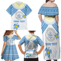 Personalised Palau Constitution Day Family Matching Off Shoulder Maxi Dress and Hawaiian Shirt Polynesian Turtle LT05 - Polynesian Pride