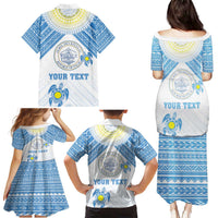 Personalised Palau Constitution Day Family Matching Puletasi and Hawaiian Shirt Polynesian Turtle LT05 - Polynesian Pride