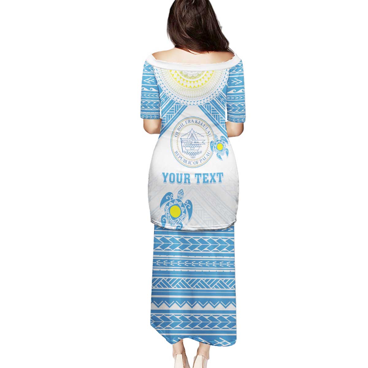 Personalised Palau Constitution Day Family Matching Puletasi and Hawaiian Shirt Polynesian Turtle LT05 - Polynesian Pride