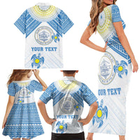 Personalised Palau Constitution Day Family Matching Short Sleeve Bodycon Dress and Hawaiian Shirt Polynesian Turtle LT05 - Polynesian Pride