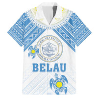 Personalised Palau Constitution Day Hawaiian Shirt Polynesian Turtle LT05 Blue - Polynesian Pride