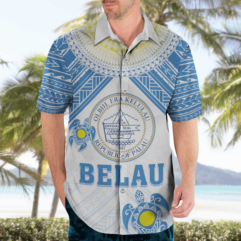 Personalised Palau Constitution Day Hawaiian Shirt Polynesian Turtle LT05 - Polynesian Pride