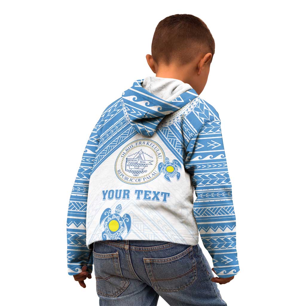 Personalised Palau Constitution Day Kid Hoodie Polynesian Turtle