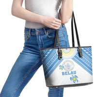 Palau Constitution Day Leather Tote Bag Polynesian Turtle LT05 - Polynesian Pride