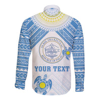 Personalised Palau Constitution Day Long Sleeve Button Shirt Polynesian Turtle