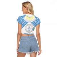 Personalised Palau Constitution Day Raglan Cropped T Shirt Polynesian Turtle LT05 - Polynesian Pride