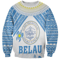 Personalised Palau Constitution Day Sweatshirt Polynesian Turtle LT05 Unisex Blue - Polynesian Pride