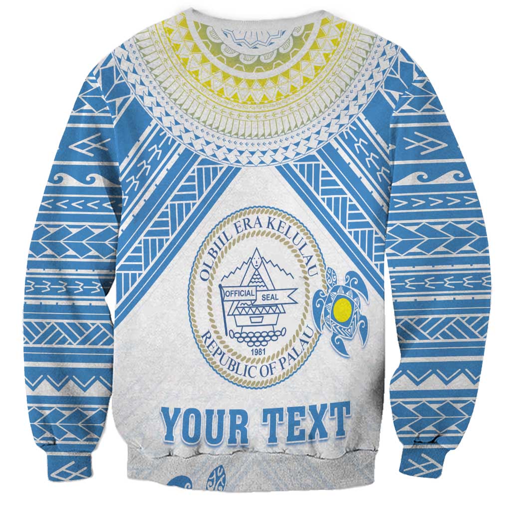 Personalised Palau Constitution Day Sweatshirt Polynesian Turtle LT05 - Polynesian Pride
