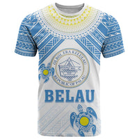 Personalised Palau Constitution Day T Shirt Polynesian Turtle LT05 Blue - Polynesian Pride