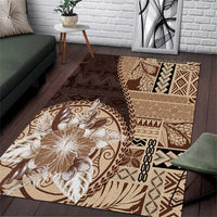 Samoa Siapo Elegant Area Rug Hibiscus Chocolate Brown Motifs LT05 Brown - Polynesian Pride