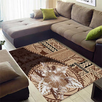 Samoa Siapo Elegant Area Rug Hibiscus Chocolate Brown Motifs LT05 - Polynesian Pride