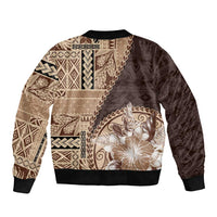 Samoa Siapo Elegant Bomber Jacket Hibiscus Chocolate Brown Motifs - Polynesian Pride