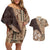 Samoa Siapo Elegant Couples Matching Off Shoulder Short Dress and Hawaiian Shirt Hibiscus Chocolate Brown Motifs - Polynesian Pride