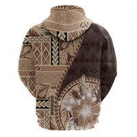 Samoa Siapo Elegant Hoodie Hibiscus Chocolate Brown Motifs - Polynesian Pride