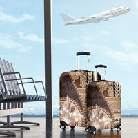 Samoa Siapo Elegant Luggage Cover Hibiscus Chocolate Brown Motifs - Polynesian Pride
