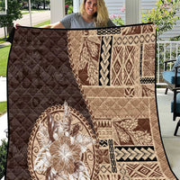 Samoa Siapo Elegant Quilt Hibiscus Chocolate Brown Motifs - Polynesian Pride