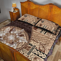 Samoa Siapo Elegant Quilt Bed Set Hibiscus Chocolate Brown Motifs - Polynesian Pride