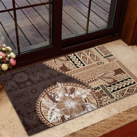 Samoa Siapo Elegant Rubber Doormat Hibiscus Chocolate Brown Motifs - Polynesian Pride
