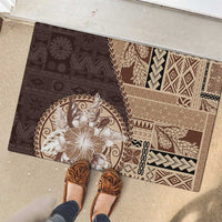 Samoa Siapo Elegant Rubber Doormat Hibiscus Chocolate Brown Motifs - Polynesian Pride