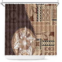 Samoa Siapo Elegant Shower Curtain Hibiscus Chocolate Brown Motifs - Polynesian Pride