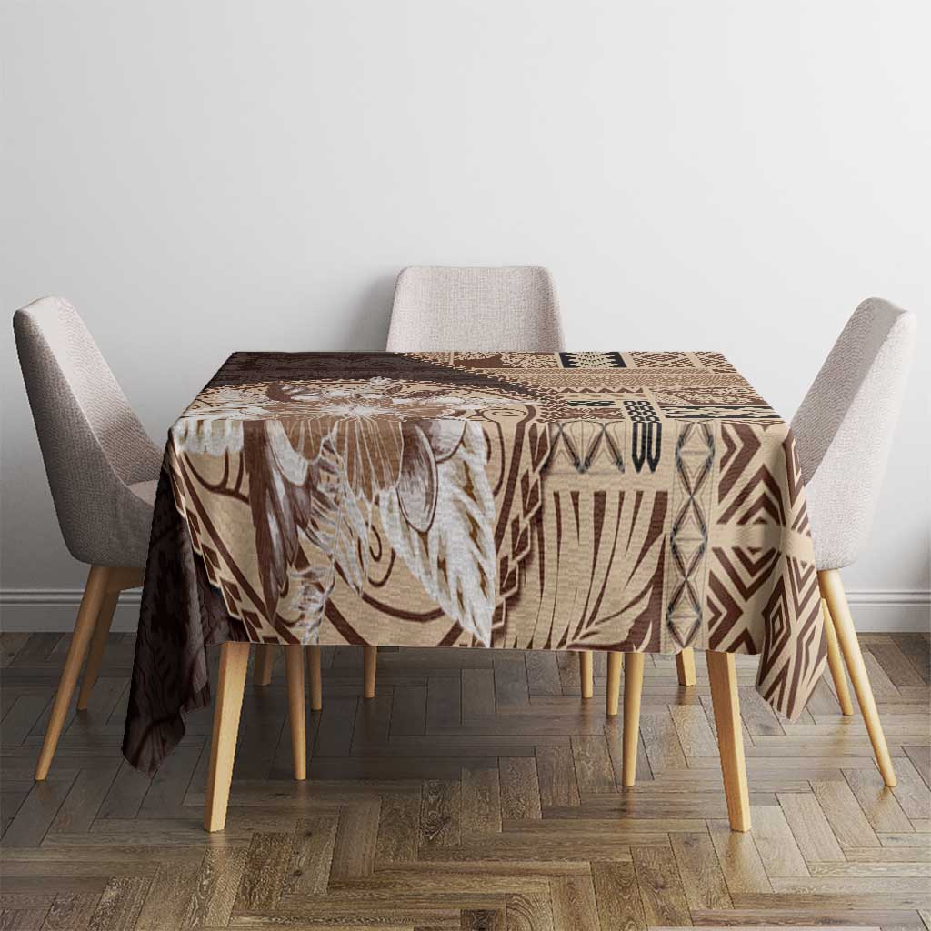 Samoa Siapo Elegant Tablecloth Hibiscus Chocolate Brown Motifs - Polynesian Pride