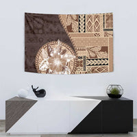 Samoa Siapo Elegant Tapestry Hibiscus Chocolate Brown Motifs - Polynesian Pride