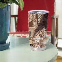 Samoa Siapo Elegant Tumbler Cup Hibiscus Chocolate Brown Motifs - Polynesian Pride