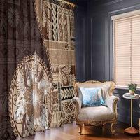 Samoa Siapo Elegant Window Curtain Hibiscus Chocolate Brown Motifs LT05 - Polynesian Pride