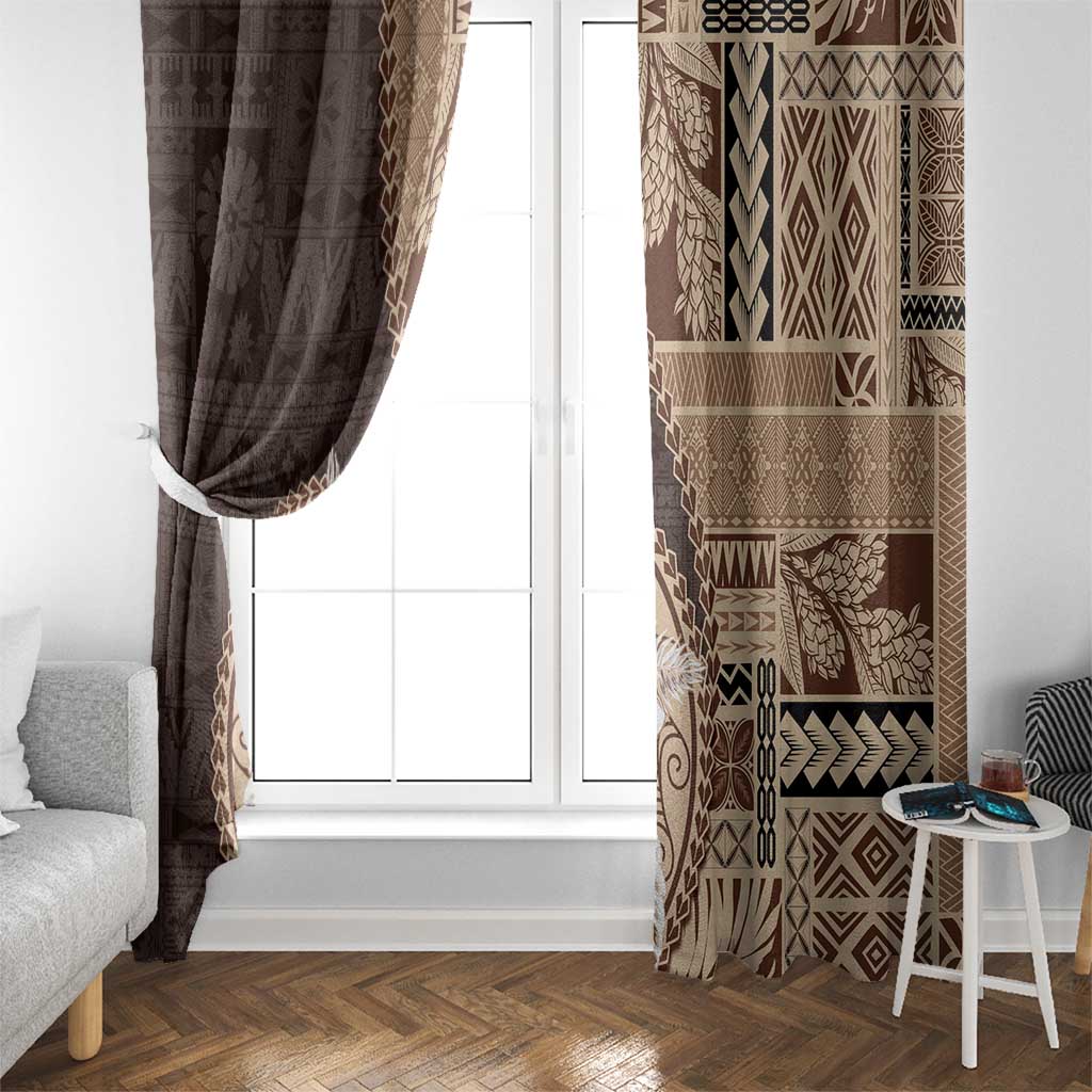 Samoa Siapo Elegant Window Curtain Hibiscus Chocolate Brown Motifs LT05 - Polynesian Pride
