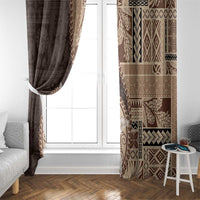 Samoa Siapo Elegant Window Curtain Hibiscus Chocolate Brown Motifs LT05 - Polynesian Pride