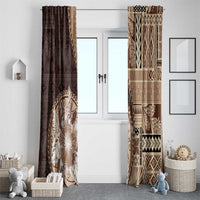 Samoa Siapo Elegant Window Curtain Hibiscus Chocolate Brown Motifs LT05 - Polynesian Pride