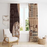 Samoa Siapo Elegant Window Curtain Hibiscus Chocolate Brown Motifs LT05 - Polynesian Pride