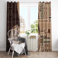 Samoa Siapo Elegant Window Curtain Hibiscus Chocolate Brown Motifs LT05 - Polynesian Pride