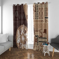 Samoa Siapo Elegant Window Curtain Hibiscus Chocolate Brown Motifs LT05 With Grommets Brown - Polynesian Pride