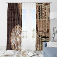 Samoa Siapo Elegant Window Curtain Hibiscus Chocolate Brown Motifs LT05 - Polynesian Pride