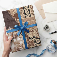Samoa Siapo Elegant Wrapping Paper Hibiscus Chocolate Brown Motifs - Polynesian Pride