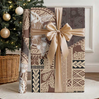 Samoa Siapo Elegant Wrapping Paper Hibiscus Chocolate Brown Motifs - Polynesian Pride