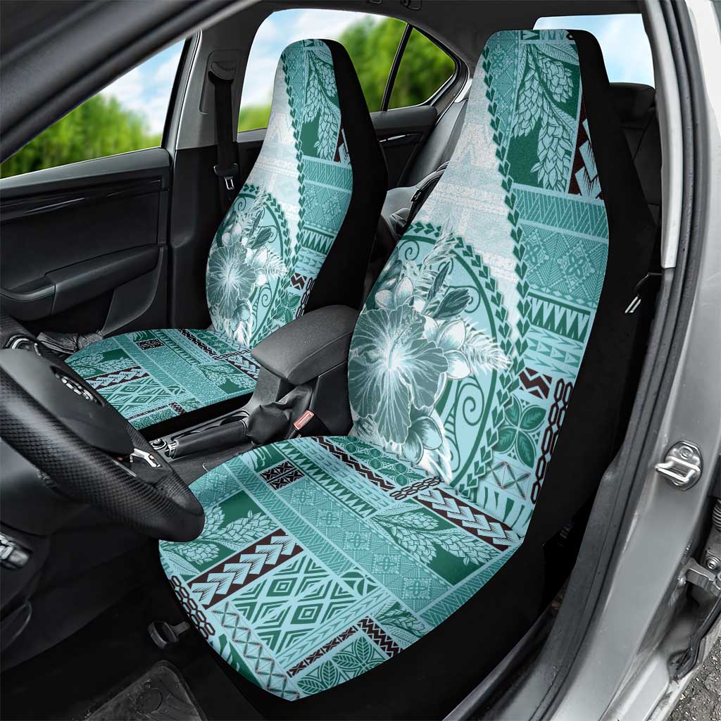 Samoa Siapo Elegant Car Seat Cover Hibiscus Teal Motifs - Polynesian Pride