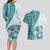 Samoa Siapo Elegant Couples Matching Long Sleeve Bodycon Dress and Hawaiian Shirt Hibiscus Teal Motifs - Polynesian Pride