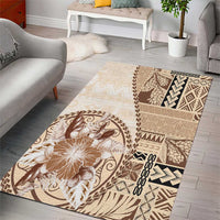 Samoa Siapo Elegant Area Rug Hibiscus Beige Motifs LT05 - Polynesian Pride