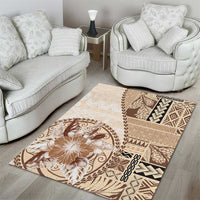 Samoa Siapo Elegant Area Rug Hibiscus Beige Motifs LT05 - Polynesian Pride