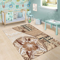 Samoa Siapo Elegant Area Rug Hibiscus Beige Motifs LT05 - Polynesian Pride