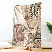 Samoa Siapo Elegant Blanket Hibiscus Beige Motifs - Polynesian Pride