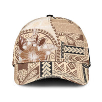 Samoa Siapo Elegant Classic Cap Hibiscus Beige Motifs - Polynesian Pride