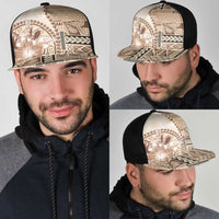 Samoa Siapo Elegant Mesh Trucker Cap Hibiscus Beige Motifs - Polynesian Pride