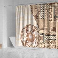 Samoa Siapo Elegant Shower Curtain Hibiscus Beige Motifs - Polynesian Pride