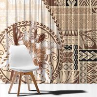 Samoa Siapo Elegant Window Curtain Hibiscus Beige Motifs LT05 - Polynesian Pride