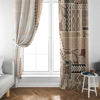 Samoa Siapo Elegant Window Curtain Hibiscus Beige Motifs LT05 - Polynesian Pride